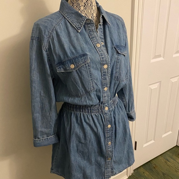 Zara NWT Denim Button-Up Dress M - Picture 2 of 2